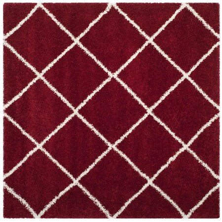 Safavieh 5 x 5 ft. Hudson Shag Power Loomed Square Area Rug; Red & Ivory SGH281R-5SQ